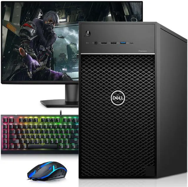 Main image of Dell 3630 Gaming Desktop Computer Tower, Intel Core i7-8700 3.20GHz, 32GB DDR4 RAM, 1TB SSD, NVIDIA GeForce GTX 1050Ti, 24 Inch LED Monitor, Display Port, HDMI Port, WiFi, RGB Keyboard & Mouse,Win11