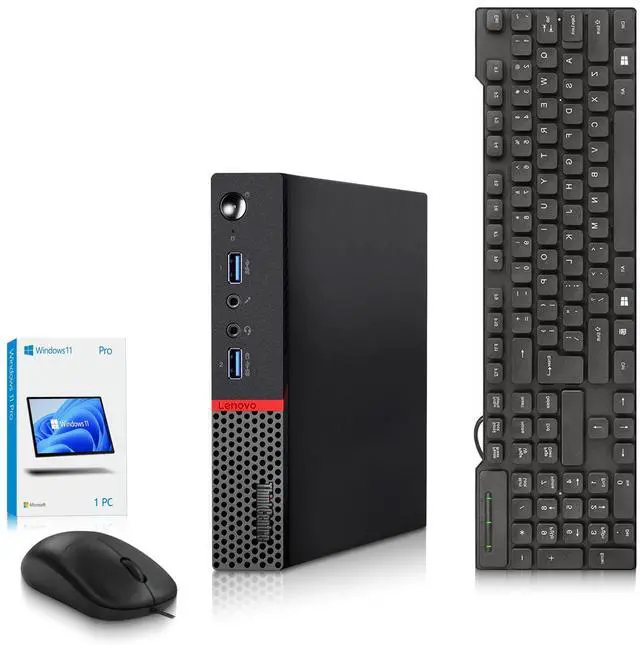 Main image of Lenovo M700 Desktop Mini PC, Intel Core i5-6th, 8GB DDR4 RAM, 1TB SSD, Wi-Fi, Wireless Keyboard and Mouse, Windows 11 Pro, Offices and Casual Computing, Desktop PC (Renewed)