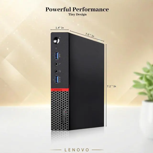 Alt view image 3 of 5 - Lenovo M700q Mini Desktop Computer, Intel Core i3-6100T, 8GB DDR4 RAM, 128GB SSD, Wi-Fi, Wireless Keyboard and Mouse, Intel HD Graphics 530, Windows 11 Pro, Offices and Casual Meeting (Refurbished)