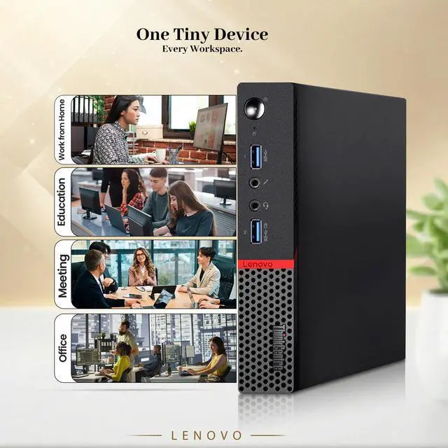 Alt view image 5 of 5 - Lenovo M700q Mini Desktop Computer, Intel Core i3-6100T, 8GB DDR4 RAM, 256GB SSD, Wi-Fi, Wireless Keyboard and Mouse, Intel HD Graphics 530, Windows 11 Pro, Offices and Casual Meeting (Refurbished)