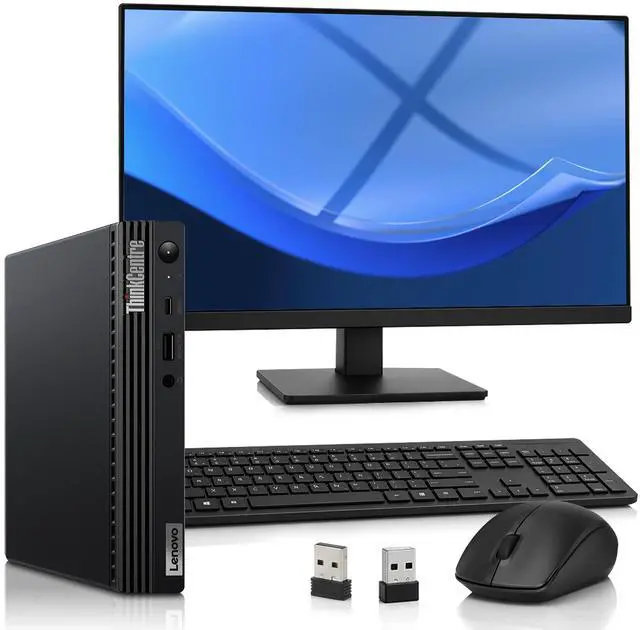 Main image of Lenovo M70q Mini Desktop Computer PC, Intel Core i3-10th 3.00GHz, 16GB DDR4 RAM, 512GB SSD, 24 Inch LED Monitor, HDMI, Display Port, Wi-Fi, Wireless Keyboard & Mouse, Windows 11 Pro (Renewed)