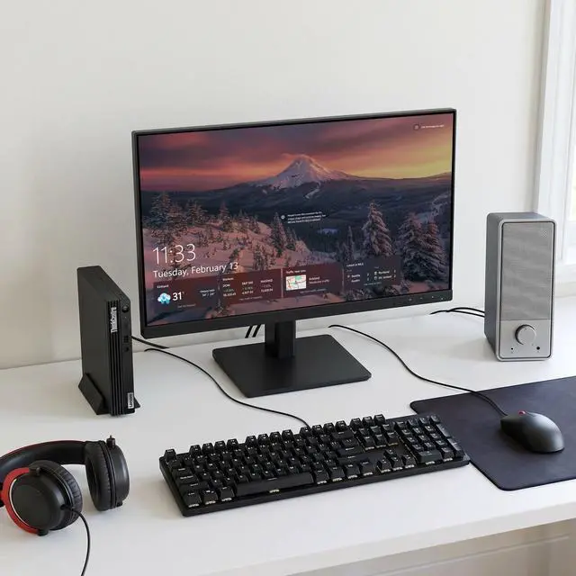 Alt view image 4 of 5 - Lenovo M70q Mini Desktop PC, Intel Core i3-10th, 8GB DDR4 RAM, 128GB SSD, Built-in Wi-Fi, Wired Keyboard & Mouse, Windows 11 Pro, Offices and Casual Computing, Desktop Mini PC (Renewed)