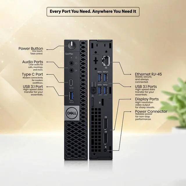 Alt view image 2 of 5 - Dell Optiplex 7060 Business Desktop Micro PC, Intel Core i5-8500T 2.10GHz, 16GB DDR4 RAM, 128GB SSD, 24 Inch LED Monitor, Intel UHD Graphics 630, Wi-Fi, Keyboard and Mouse, Display Ports, Windows 11 P