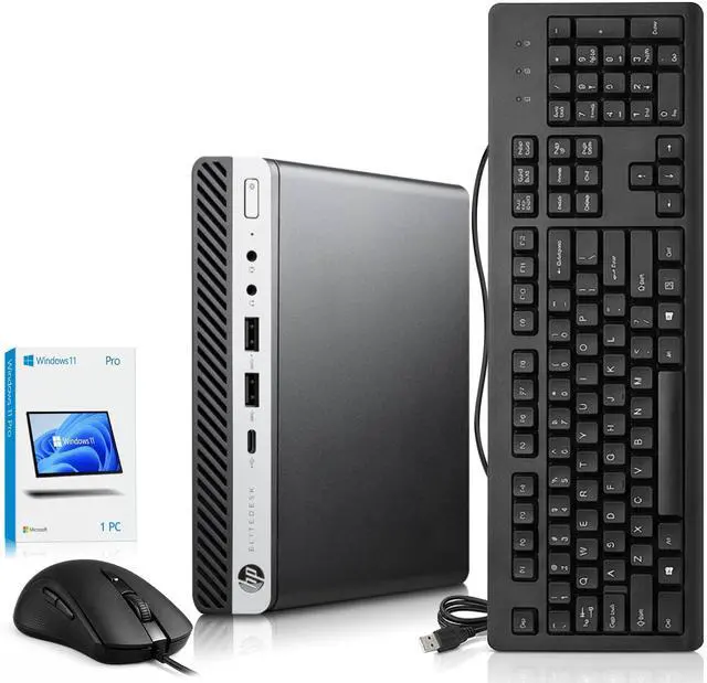 Main image of HP Elitedesk 800 G5 Mini Business Desktop Computer PC, Intel Core i7-9700T 2.00GHz, 12MB Smart Cache, 8GB DDR4 RAM, 128GB SSD, Display Port, Built-in WiFi, Keyboard & Mouse, Windows 11 Pro (Renewed)