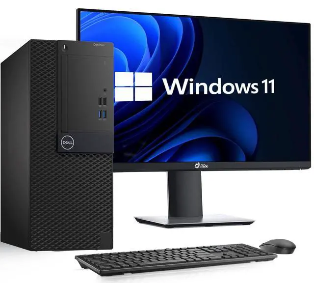 Main image of Dell OptiPlex Business Desktop Tower PC, Intel Core i5-8500 3.00GHz, 16GB DDR4 RAM, 256GB SSD, 24 Inch LED Monitor, HDMI, Display Port, Wireless Keyboard & Mouse, Wi-Fi, Window 11 Pro