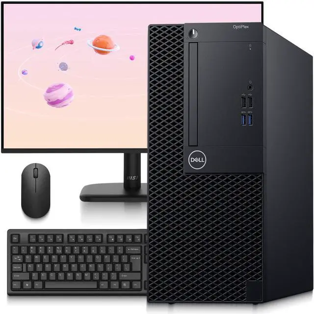 Main image of Dell OptiPlex Business Desktop Tower PC, Intel Core i5-9500 3.00GHz, 9MB Cache Memory, 16GB DDR4 RAM, 256GB SSD, 24 Inch LED Monitor, HDMI, Display Port, Wireless Keyboard & Mouse, WiFi, Window 11 Pro