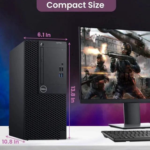 Alt view image 4 of 6 - Dell Gaming Desktop Computer Tower PC, Intel Core i5-8500 3.00GHz,16GB DDR4 RAM, 256GB SSD, 24 LED Monitor, NVIDIA GeForce GTX 1050Ti, Display Port, HDMI, WiFi, RGB Keyboard & Mouse, Windows 11 Pro