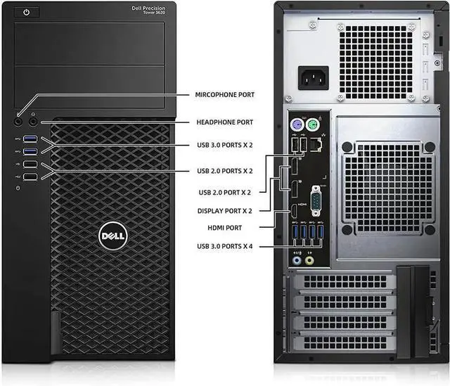 Alt view image 2 of 4 - DELL Precision 3620 Desktop Tower Computer PC, Intel Core i5-6500 6th Gen Upto 3.60GHz, 6MB Cache, 8GB DDR4 RAM, 256GB SSD, 24 Inch LED Monitor, Wireless Keyboard and Mouse, Wi-Fi, Windows 11 Pro