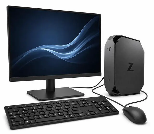 Main image of HP Z2 G4 Desktop Mini Workstation PC, Intel Core i5-8500 3.00GHz, 16GB RAM, 128GB SSD, Display Ports, 24 Inch LED Monitor, Keyboard and Mouse, Wi-Fi Adapter, Windows 11 Pro (Refurbished)