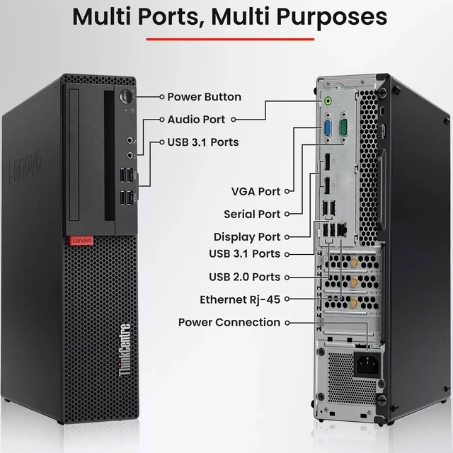 Alt view image 2 of 7 - Lenovo Think Center M710 Business Desktop Computer PC, Intel Core i3-6100 3.70 GHz,16GB DDR4 RAM, 128GB SSD, Display Ports, 24 Inch LED Monitor, Wireless Keyboard and Mouse, Wi-Fi Windows 11 (Renewed)
