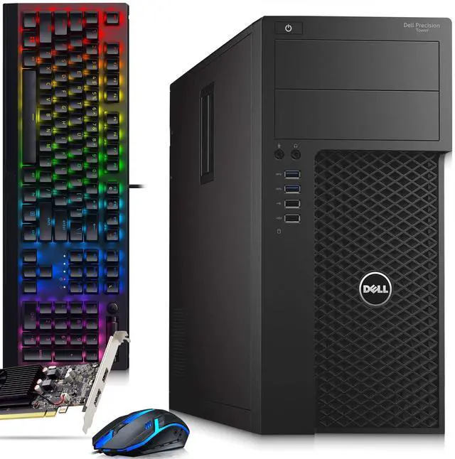 Main image of Dell Precision 3620 Gaming Tower Computer, Intel Core i5-6500, 16GB RAM, 512GB SSD, NVIDIA GT 1030, HDMI, Display Port, RGB Keyboard and Mouse, Wi-Fi, Windows 11 Pro, Workstation PC (Refurbished)