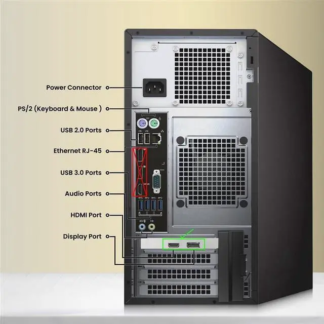 Alt view image 3 of 6 - Dell Precision 3620 Gaming Computer, Intel Core i5-7500, 16GB RAM, 256GB SSD, NVIDIA GT 1030, HDMI, Display Port, RGB Keyboard and Mouse, RGB Speakers, Wi-Fi, Windows 11 Pro, Workstation PC