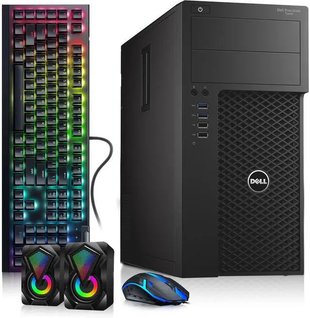 Main image of Dell Precision 3620 Gaming Computer, Intel Core i7-6700, 16GB RAM, 256GB SSD, NVIDIA GTX 1050Ti, HDMI, Display Port, RGB Keyboard and Mouse, RGB Speakers, WiFi, Window 11 Pro, Tower PC