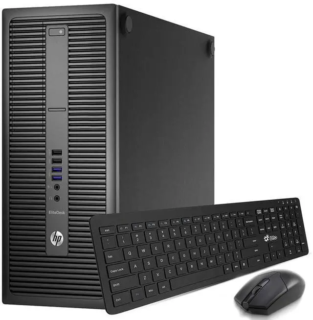 Main image of HP 800 G2 Desktop Computer, Intel Core i7-6700, 8GB DDR4 RAM, 512GB SSD, Intel HD Graphics 530, Display Port, Wireless Keyboard and Mouse, Wi-Fi, Windows 11 Pro, Tower Desktop (Refurbished)