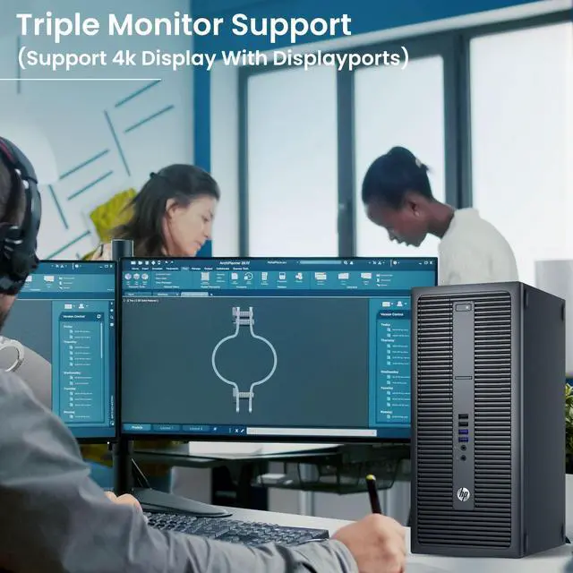 Alt view image 5 of 5 - HP 800 G2 Desktop Tower PC, Intel Core i7-6700, 16GB DDR4 RAM, 256GB SSD, Intel HD Graphics 530, Display Port, Wireless Keyboard and Mouse, Wi-Fi, Windows 11 Pro, Desktop Computer (Refurbished)