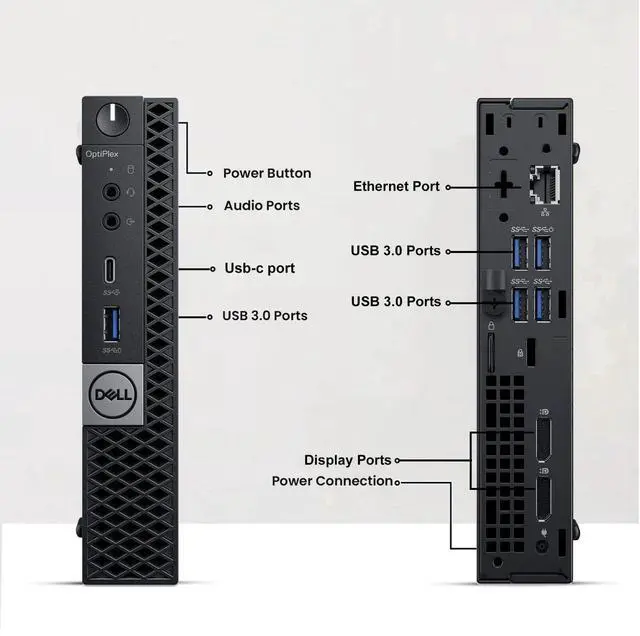 Alt view image 2 of 6 - Dell OptiPlex 5060 Micro Desktop Computer, Intel Core i7-8700T, 16GB DDR4 RAM, 128GB SSD, Display Ports, Built-in Wifi, Wireless Keyboard and Mouse, Home and Office PC, Windows 11 Pro (Refurbished)