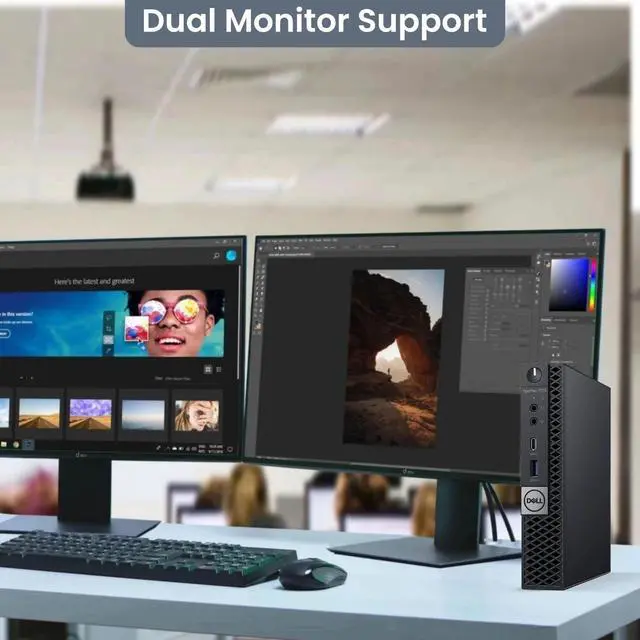 Alt view image 5 of 6 - Dell OptiPlex 5060 Micro Desktop Computer, Intel Core i7-8700T, 16GB DDR4 RAM, 256GB NVMe SSD, Display Ports, Built-in Wifi, Wireless Keyboard and Mouse, Home and Office PC, Windows 11 Pro