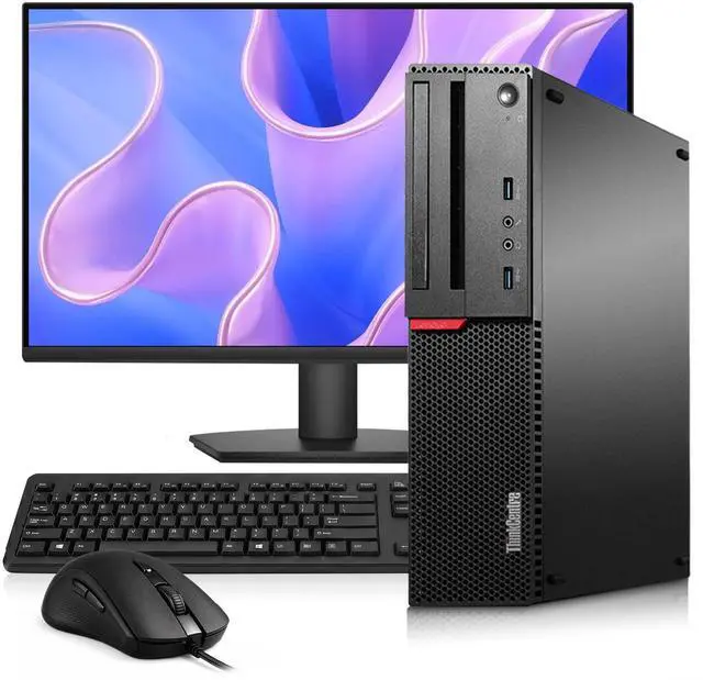 Main image of Lenovo m700 Desktop Computer, Intel Core i5-6500, 6MB Cache Memory, 8GB RAM, 256GB NVMe SSD, 24 Inch LED Monitor, Home and office PC, Keyboard and Mouse, Built-in Wi-Fi , Windows 11 Pro (Refurbished)
