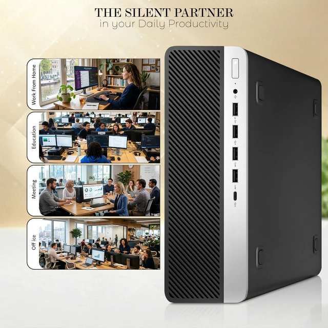 Alt view image 5 of 6 - HP Prodesk 600 G5 Business Desktop Computer, Intel Core i7-9700, 12 MB Intel Smart Cache, 8GB DDR4 RAM, 256GB SSD, 500GB HDD, Wireless Keyboard and Mouse, WiFi, Windows 11 Pro, Home and office PC