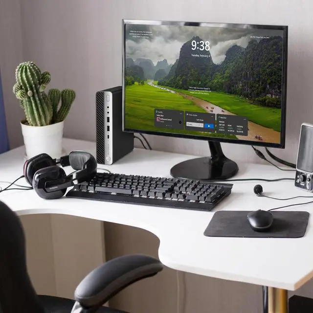 Alt view image 4 of 5 - HP Elitedesk 800 G4 Personal Desktop Tiny Computer, Intel Core i5-8500T, 9 MB Intel Smart Cache, 16GB DDR4 RAM, 512GB SSD, 24 Inch LED Monitor, Keyboard and Mouse, Built-in WiFi, Windows 11 Pro