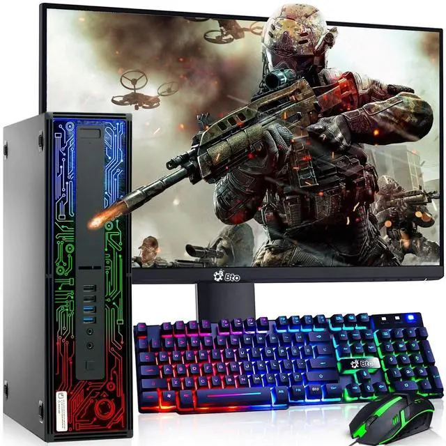 Main image of HP Elitedesk 800 G2 RGB Desktop Gaming PC, Intel Core i5-6500, 6 MB Intel Smart Cache, 16GB DDR4 RAM, 256GB SSD, NVIDIA GT 1030, 24 Inch LED Monitor, RGB Keyboard and Mouse, WiFi, Windows 11 Pro