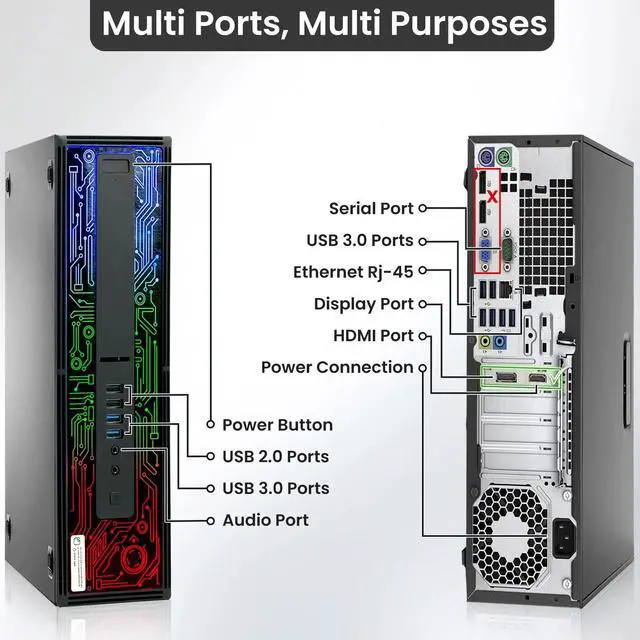 Alt view image 2 of 5 - HP Elitedesk 800 G2 RGB Desktop Gaming PC, Intel Core i5-6500, 6 MB Intel Smart Cache, 16GB DDR4 RAM, 256GB SSD, NVIDIA GT 1030, 24 Inch LED Monitor, RGB Keyboard and Mouse, WiFi, Windows 11 Pro