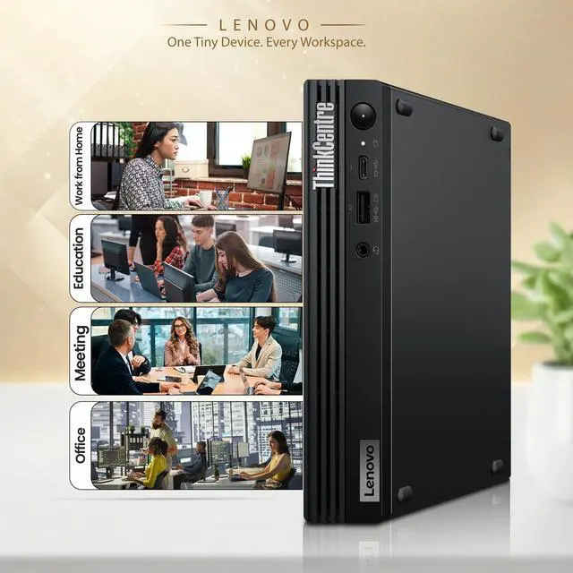 Alt view image 5 of 5 - Lenovo Thinkcentre M75q Mini Desktop Computer PC, 16GB RAM, 256GB SSD, AMD Ryzen 5 Pro 4650GE, 24 Inch LED Monitor, HDMI, Display Port, Support 2-Monitor 4K, Keyboard and Mouse, WiFi, Home and Office