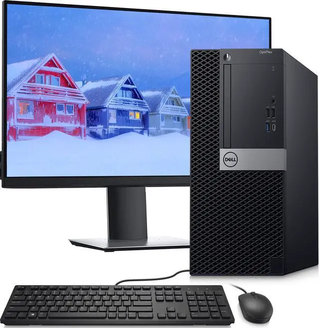 Main image of Dell Optiplex 7060 Tower Desktop PC, Intel Core i5-8500 (3.00 GHz), 8GB DDR4 RAM, 256GB SSD, 24 Inch LED Monitor, Keyboard and Mouse, WiFI, Windows 11 Professional, Home and office PC (Refurbished)