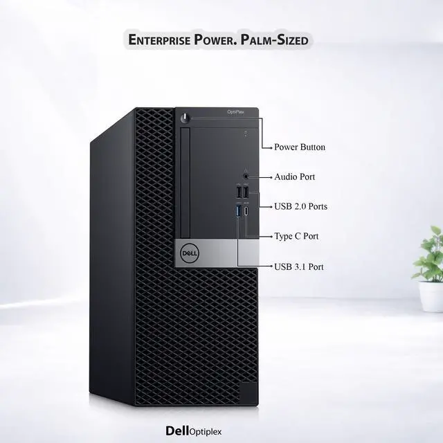 Alt view image 2 of 5 - Dell OptiPlex 7060 Tower Desktop PC, Intel Core i5-8500 (3.00 GHz), 8GB DDR4 RAM, 512GB SSD, Keyboard and Mouse, Built-in Wi-Fi, Windows 11 Professional, Home and office PC (Refurbished)