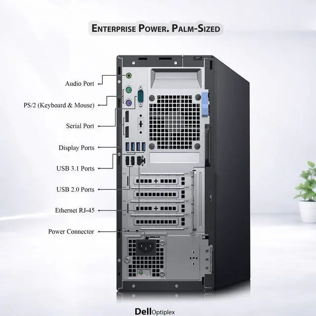 Alt view image 3 of 5 - Dell OptiPlex 7060 Tower Desktop Computer PC, Intel Core i5-8500 (3.00 GHz), 16GB DDR4 RAM, 256GB SSD, Keyboard and Mouse, Built-in Wi-Fi, Windows 11 Professional, Home and office PC (Refurbished)