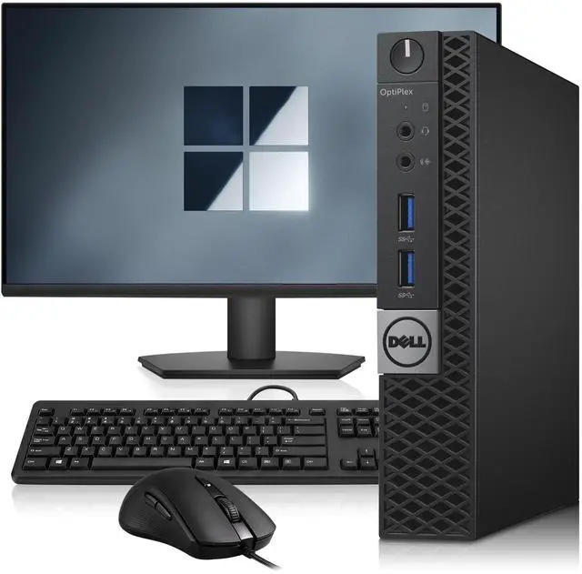 Main image of Dell Optiplex 3040 Business Desktop Tiny PC, Intel Core i5-6500T (2.50GHz), 16GB RAM, 256GB SSD, 24 Inch LED Monitor, Keyboard and Mouse, Wi-Fi, Windows 11 Professional, Home and office PC