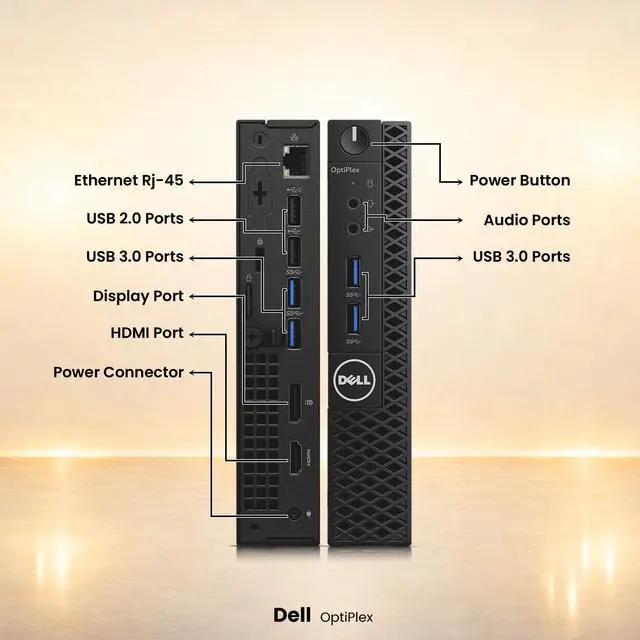 Alt view image 2 of 5 - Dell OptiPlex 3050 Micro Desktop Computer, Intel Core i7-7700T, 8GB RAM, 128GB SSD, Windows 11 Pro, Wi-Fi, Wireless Keyboard & Mouse, Mini PC for Home, Office & Business (Refurbished)