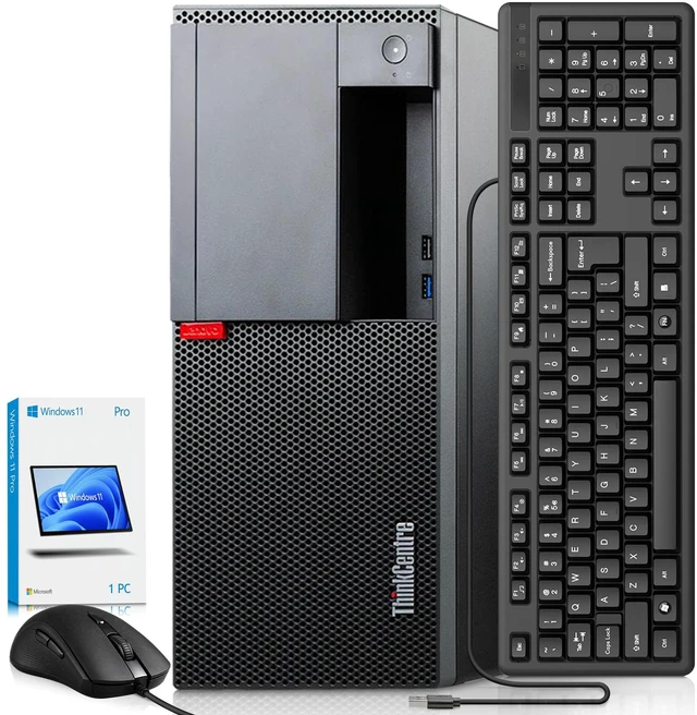 Main image of Lenovo M720t Desktop Tower Computer PC, Intel Core i5-8500, 8GB RAM, 128GB SSD, 500GB HDD, Keyboard and Mouse, Wi-Fi Adapter, Windows 11 Professional (Renewed)