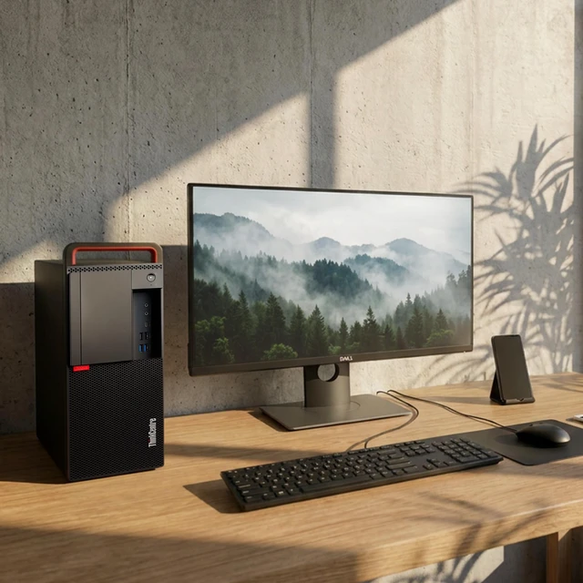 Alt view image 6 of 6 - Lenovo M720t Desktop Tower Computer PC, Intel Core i5-8500, 8GB RAM, 128GB SSD, 500GB HDD, Keyboard and Mouse, Wi-Fi Adapter, Windows 11 Professional (Renewed)
