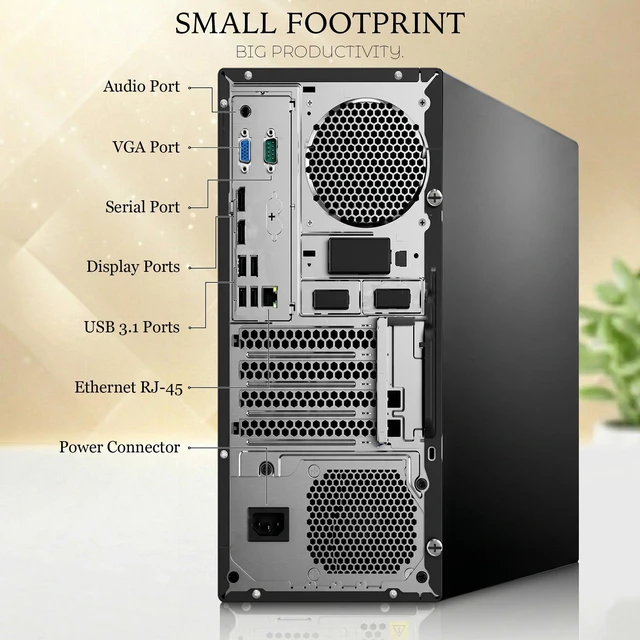 Alt view image 3 of 6 - Lenovo M720t Desktop Tower Computer PC, Intel Core i5-8500, 8GB RAM, 128GB SSD, 500GB HDD, Keyboard and Mouse, Wi-Fi Adapter, Windows 11 Professional (Renewed)