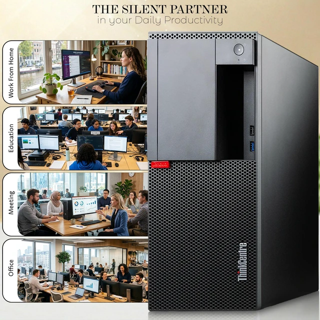 Alt view image 5 of 6 - Lenovo M720t Desktop Tower Computer PC, Intel Core i5-8500, 8GB RAM, 128GB SSD, 500GB HDD, Keyboard and Mouse, Wi-Fi Adapter, Windows 11 Professional (Renewed)