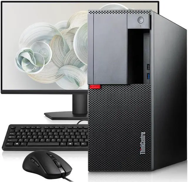 Main image of Lenovo M720t Desktop Tower Computer PC, Intel Core i5-8500, 8GB RAM, 256GB SSD, 24 Inch LED Monitor, Keyboard and Mouse, Wi-Fi Adapter, Windows 11 Professional (Renewed)