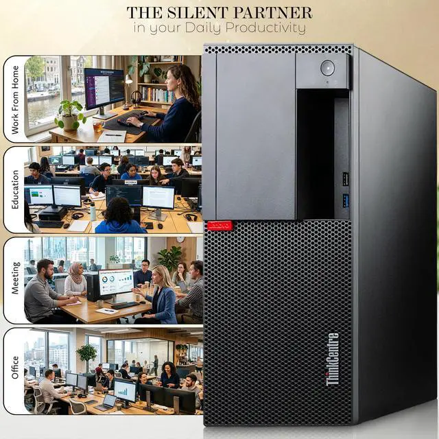 Alt view image 5 of 6 - Lenovo M720t Business Desktop Computer, Intel Core i5-8500, 32GB RAM, 512GB SSD, Wireless Keyboard and Mouse, Built-in Wi-Fi, Windows 11 Professional, Home and Office PC (Renewed)