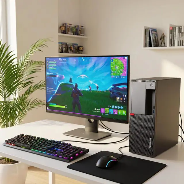 Alt view image 6 of 6 - Lenovo M720t Gaming Desktop Computer, Intel Core i5-8500 , 16GB RAM, 256GB SSD, NVIDIA GT 1030, RGB Keyboard and Mouse, RGB Headphones, Wi-Fi, Windows 11 Pro, Gaming PC (Renewed)