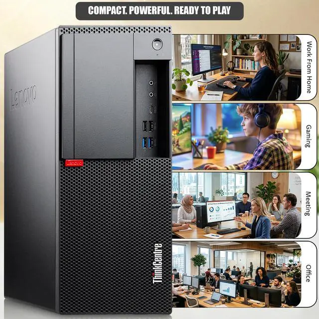 Alt view image 5 of 6 - Lenovo M720t Gaming Desktop Computer, Intel Core i5-8500 , 16GB RAM, 256GB SSD, NVIDIA GT 1030, RGB Keyboard and Mouse, RGB Headphones, Wi-Fi, Windows 11 Pro, Gaming PC (Renewed)