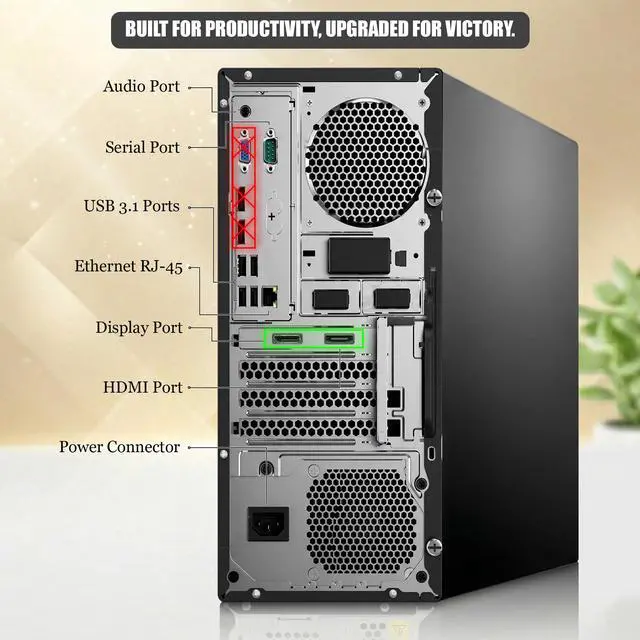 Alt view image 3 of 6 - Lenovo M720t Gaming Desktop Tower PC, Intel Core i5-8500 , 16GB DDR4 RAM, 256GB SSD, NVIDIA GT 1030, 24 Inch LED Monitor, RGB Keyboard and Mouse, Wi-Fi, Windows 11 Pro, Gaming Computer (Renewed)