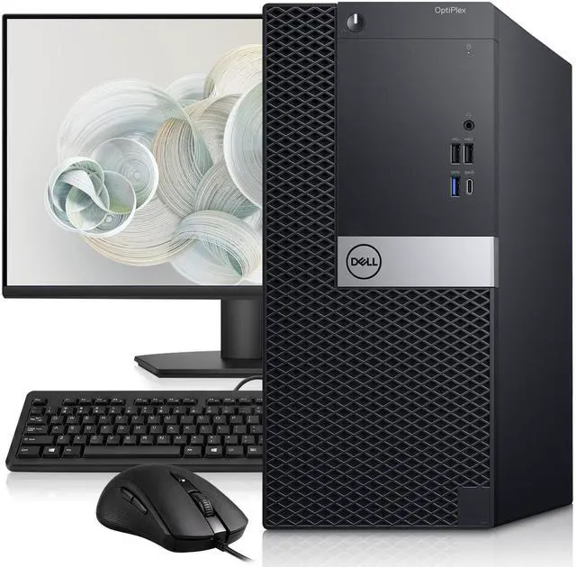 Main image of Dell Optiplex 7060 Tower Desktop PC, Intel Core i5-8500 (3.00 GHz), 8GB DDR4 RAM, 256GB SSD, 24 Inch LED Monitor, Keyboard and Mouse, WiFI, Windows 11 Professional, Home and office PC (Refurbished)