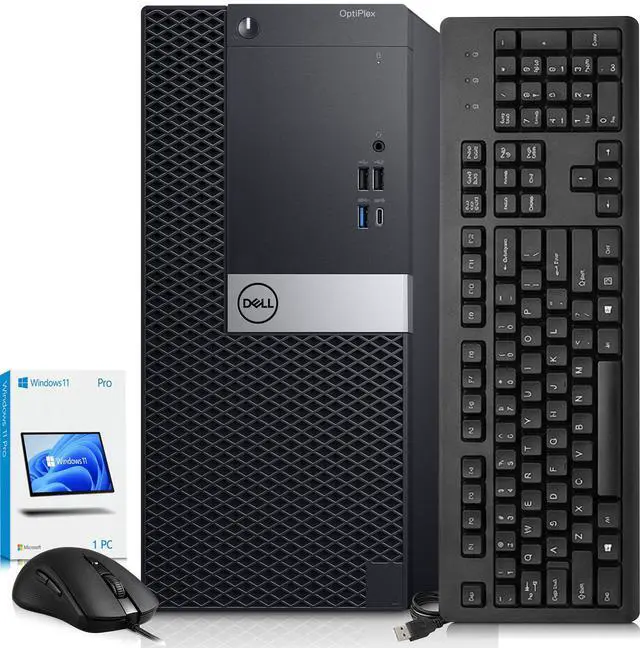 Main image of Dell OptiPlex 7060 Tower Desktop PC, Intel Core i5-8500 (3.00 GHz), 8GB DDR4 RAM, 512GB SSD, Keyboard and Mouse, Built-in Wi-Fi, Windows 11 Professional, Home and office PC (Refurbished)