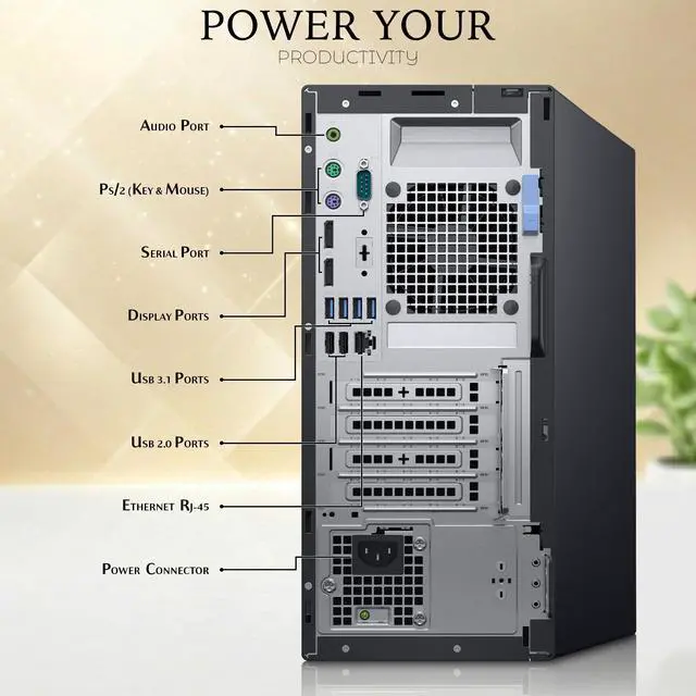 Alt view image 3 of 6 - Dell OptiPlex 7060 Tower Desktop Computer, Intel Core i5-8500 (3.00 GHz), 8GB DDR4 RAM, 1TB SSD, Wireless Keyboard and Mouse, Built-in Wi-Fi, Windows 11 Professional, Home and office PC (Refurbished)
