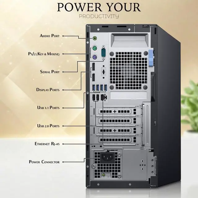 Alt view image 3 of 6 - Dell OptiPlex 7060 Tower Desktop Computer PC, Intel Core i5-8500 (3.00 GHz), 16GB DDR4 RAM, 256GB SSD, Keyboard and Mouse, Built-in Wi-Fi, Windows 11 Professional, Home and office PC (Refurbished)