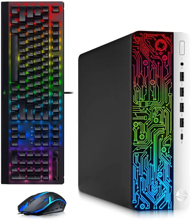 Main image of HP 600 G3 RGB Gaming Computer PC, Intel Core i5-6500 Quad Core up to 3.60GHz, 16GB DDR4 RAM, 256GB SSD, AMD Radeon Rx-550, RGB Keyboard and Mouse, Wi-Fi, Gaming Desktop, Windows 11 Professional