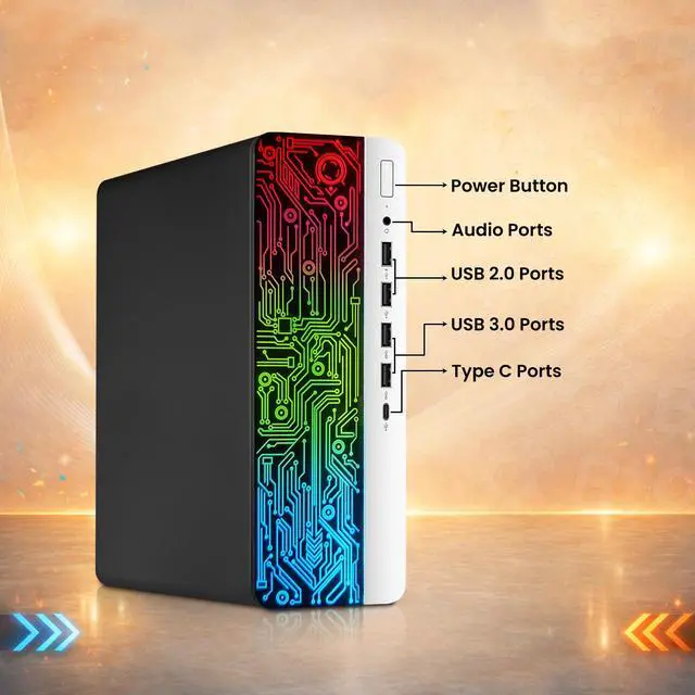 Alt view image 2 of 6 - HP Prodesk 600 G3 RGB Gaming Desktop PC, Intel Core i5-6500 Quad Core up to 3.60GHz, 16GB DDR4 RAM, 512GB SSD, AMD Radeon RX 550 Graphics, RGB Keyboard & Mouse, RGB Headphones, Wi-Fi Adapter, Win 11