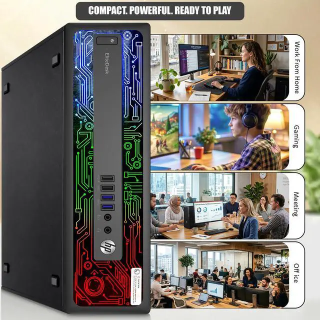 Alt view image 5 of 6 - HP EliteDesk 800 G2 RGB Gaming Computer PC, Intel Core i5-6500 Quad Core up to 3.60 GHz, 32GB DDR4 RAM, 256GB SSD, 24 Inch LED Monitor, AMD Radeon RX 550, RGB Keyboard & Mouse, Wi-Fi, Windows 11 Pro