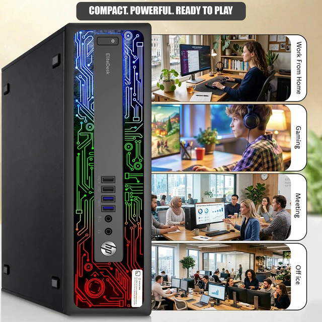 Alt view image 6 of 6 - HP Elitedesk 800 G2 RGB Gaming Computer, Intel Core i7-6700, 8 MB Intel Smart Cache, 16GB DDR4 RAM, 256GB SSD, NVIDIA GTX 1050, RGB Keyboard and Mouse, Wi-Fi, Windows 11 Pro, Desktop Gaming PC