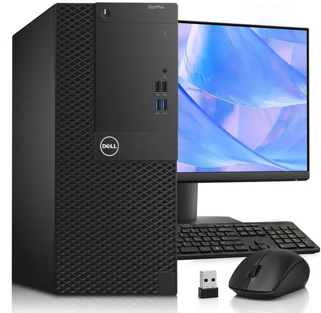 Main image of Dell 3050 Mini Tower Desktop PC, Intel Core i5-6500 Up to 3.60 GHz, 8GB DDR4 Ram, 256GB SSD, 24 Inch LED Monitor, Wireless Keyboard and Mouse, Wi-Fi Adapter, Windows 11 Pro, Home and office Computer